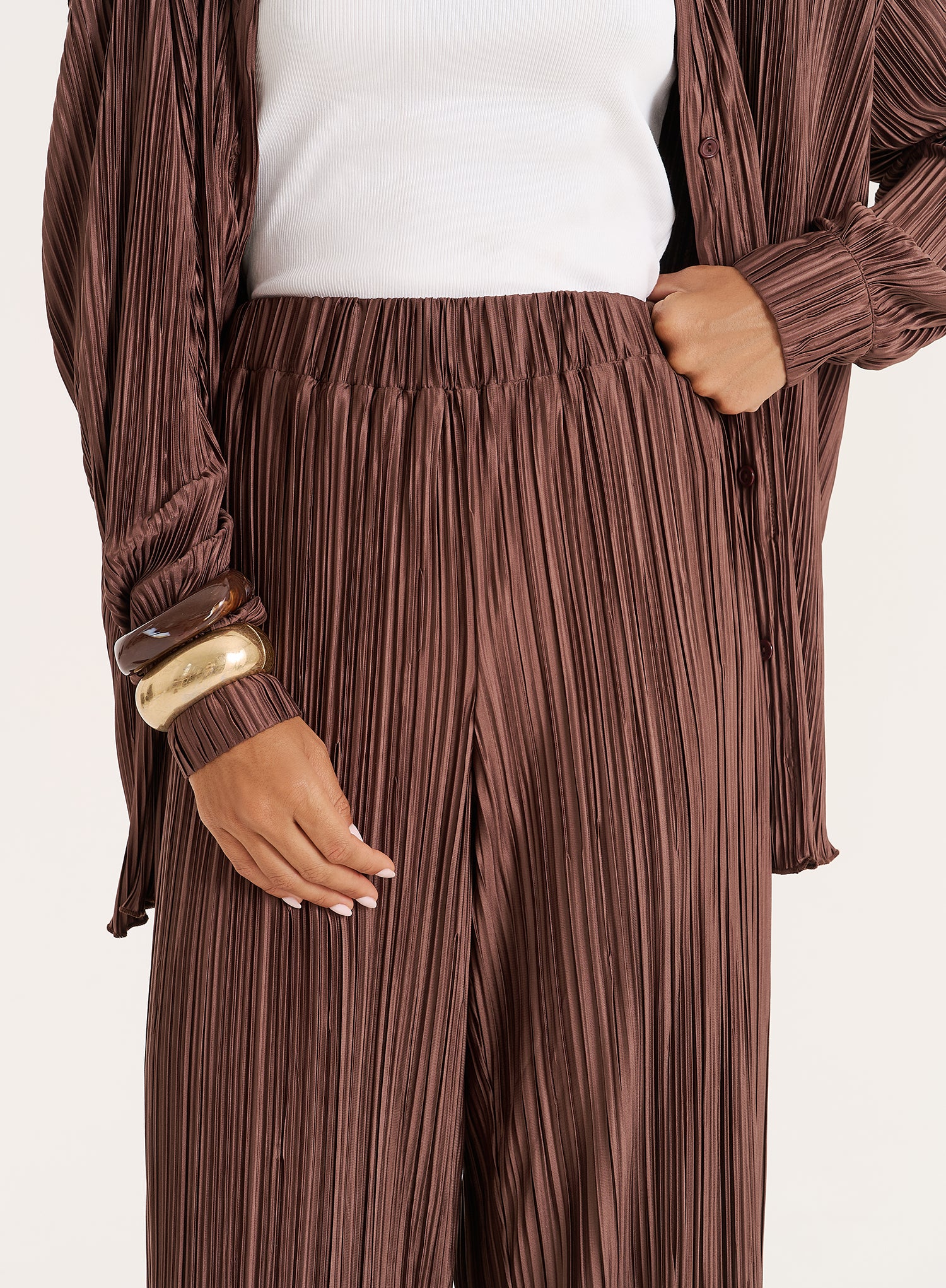 Chocolate Plisse Trouser